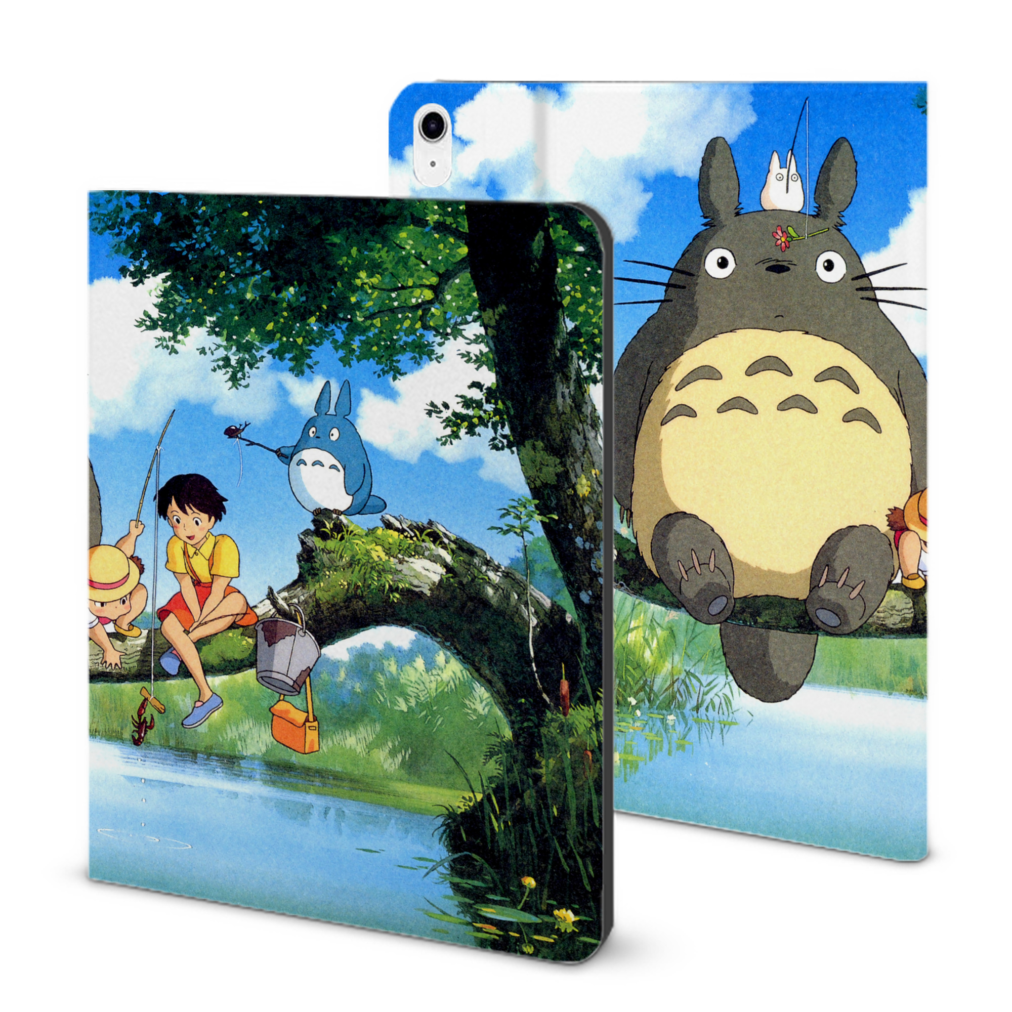 （画像用） となりのトトロ 草壁メイ 草壁サツキ My Neighbor Totoro Satsuki Kusakabe Mei Kusakabe IPad ケース ブック型 PUレザー TPU 耐衝撃 軽量 薄型 ペン収納なし 全面保護 IPad 各モデル対応